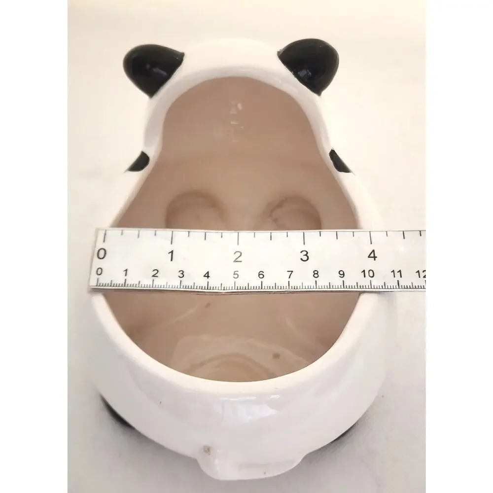 Vintage Cute Panda Ceramic Planter Pot Black White 8